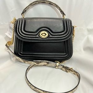 Coach snakeskin and black leather crossbody